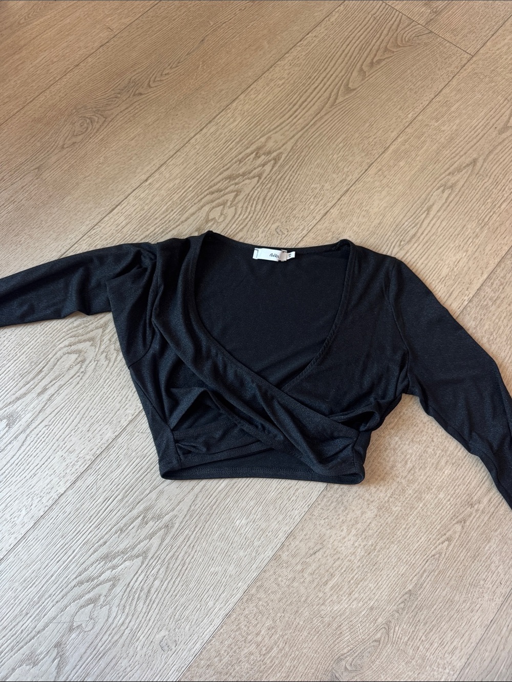 Adika Black Cropped Wrap-Front Top